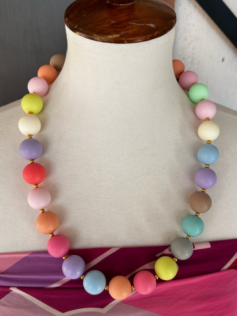 NEW Handcrafted 20mm Bubblegum Bead Necklace & Stretch Bracelet Set